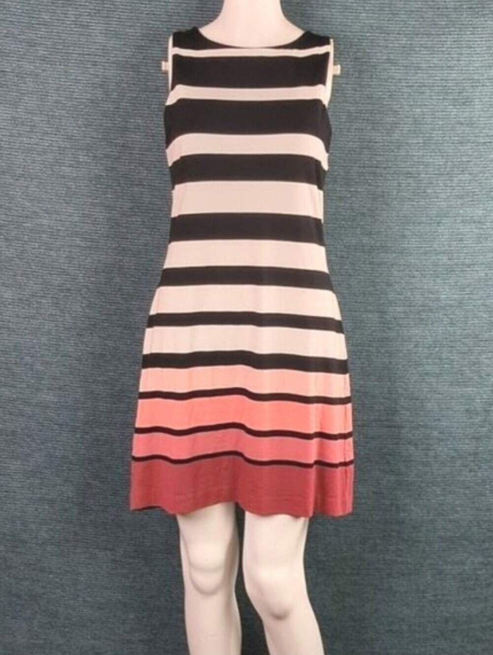 White House Black Market Striped Mini-Dress With Coral Ombre